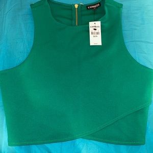 Green sleeveless crop top from express